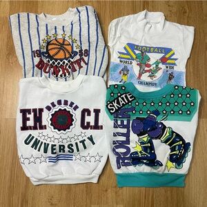 Vintage Kids 90s 50s Sport Jersey Sweatshirt Sweater Bundle